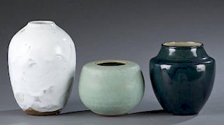 Group of 3 art pottery vases.