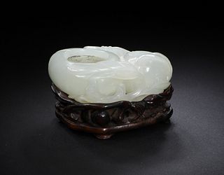 Chinese White Jade Brush Washer, 18th Century