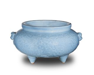 Chinese Blue Glazed Tripod Washer, Republic