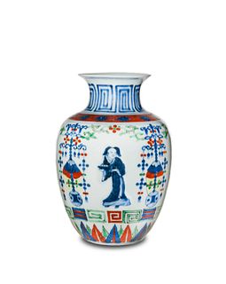 Chinese Porcelain Wucai Vase, Transitional 17th Century