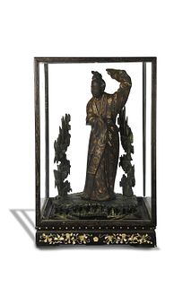 Chinese Lacquer Wood Statue of Court Lady, 19th Century