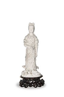 Chinese Blanc de Chine Guanyin Statue, 19th Century