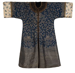 Chinese Blue Ground Dragon Robe, 19th Century