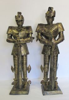 A Matched Pair Of Vintage Life Size Gilt Metal
