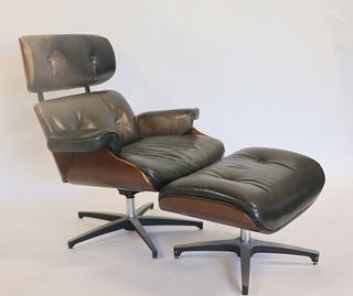 Vintage Eames Style Leather Upholstered Lounge