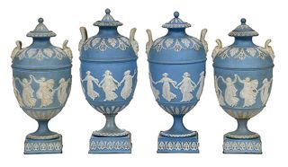 Four Finely Decorated Wedgwood Jasperware Urns