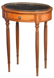 Rare Mahogany and Satinwood Marble Top Side Table