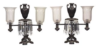 Pair Baltimore Two Light Argand Lamps