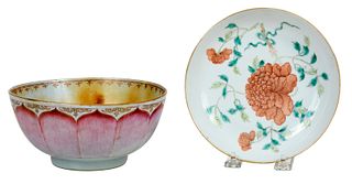 Chinese Enameled Porcelain Plate, Lotus Bowl