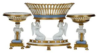 Three Paris Porcelain Figural Centerpieces  