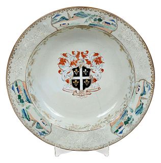 Large Chinese Export Porcelain Armorial Basin