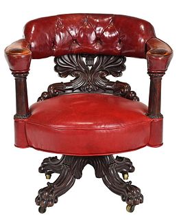Classical Mahogany Upholstered Swivel Chair
