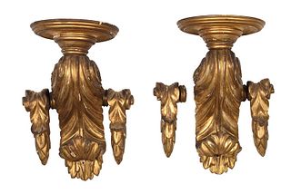 Pair of Classical Carved Giltwood Wall Brackets