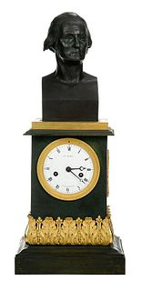 Fine Neoclassical George Washington Mantel Clock