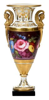 Swansea Attributed Floral Porcelain Vase