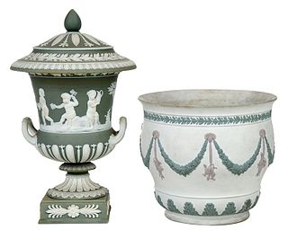 Wedgwood Three Color Jardiniere and Covered Urn