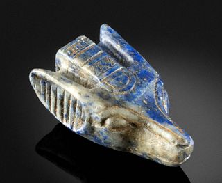 Rare Egyptian Lapis Lazuli Canid Head Pendant