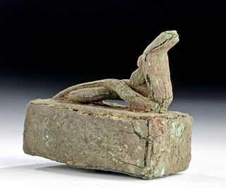 Egyptian Late Bronze Votive Sarcophagus w/ Snake