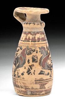 Corinthian Pottery Alabastron w/ Harpy, Bull, Altar