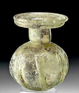 Roman Glass Jar w/ Curved Ribs & Iridescence