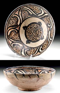 12th C. Nishapur Pottery Bowl w/ Wonderful Decorations