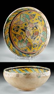 13th C. Islamic Nishapur Glazed Pottery Bowl w/ Birds