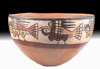 Nazca Polychrome Bowl - Flying Abstract Parrots