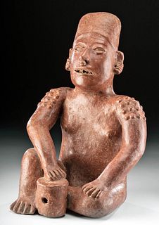 Large Jalisco Pottery Seated Figure w/ Drum