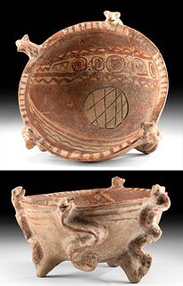 Mixtec Pottery Tripod Bowl with Snakes