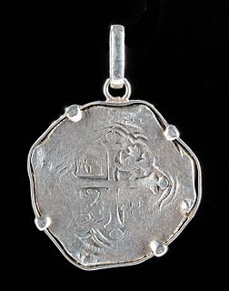 Spanish Philip II 8 Reales Silver Coin Pendant