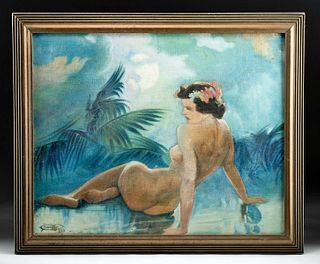 Ernest Sweetland Painting of Tropical Nude, 1939
