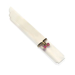 Cartier Antique Rock Crystal Ruby and Enamel Letter Opener