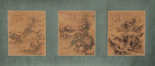 Set of Three Unsigned Chinese Landscape Paintings