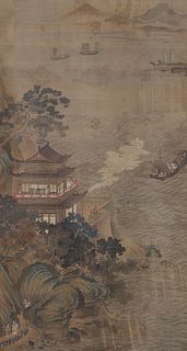 Chinese Landscape Painting attributed to Qiu Ying