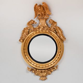 Fine Regency Giltwood Convex Mirror