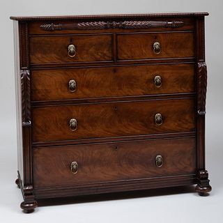 Late Regency Carved Mahogany Chest of Drawers