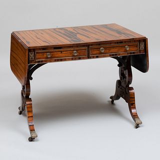 Regency  Brass-Mounted Inlaid Calamander Sofa Table
