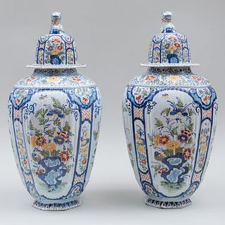 Dutch Delft Polychrome Jars and Covers