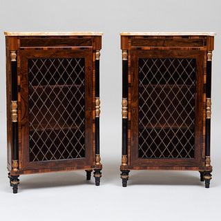 Pair of George IV Rosewood, Calamander and Parcel-Gilt Side Cabinets