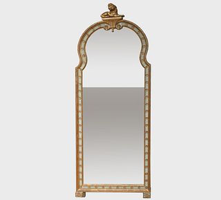 Fine George III Celadon Painted and Parcel-Gilt Mirror