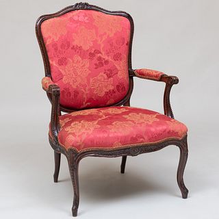 George III Carved Mahogany Armchair, in the French Taste