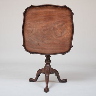 George III Carved Mahogany Tilt Top Tea Table