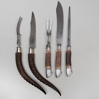 Two Horn Mounted Carving Sets