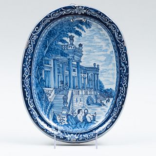 Dutch Delft Blue and White Oval Shaped Plaque