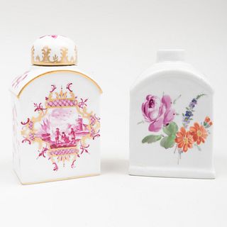 Two German Porcelain Tea Caddies