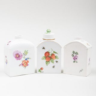 Three German Porcelain Tea Caddies