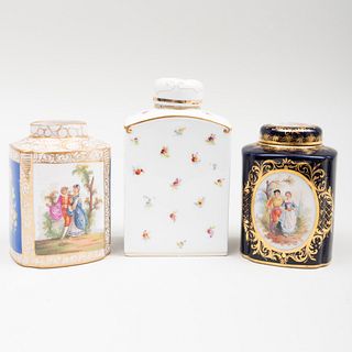 Group of Three German Porcelain Tea Caddies