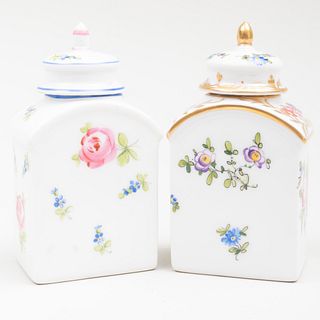 Two Austrian Porcelain Tea Caddies and Covers