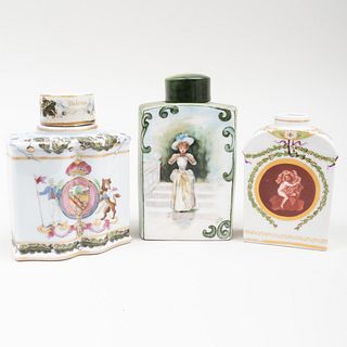 Group of Three French Porcelain Tea Caddies