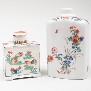 Two Continental Kakiemon Style Porcelain Tea Caddies